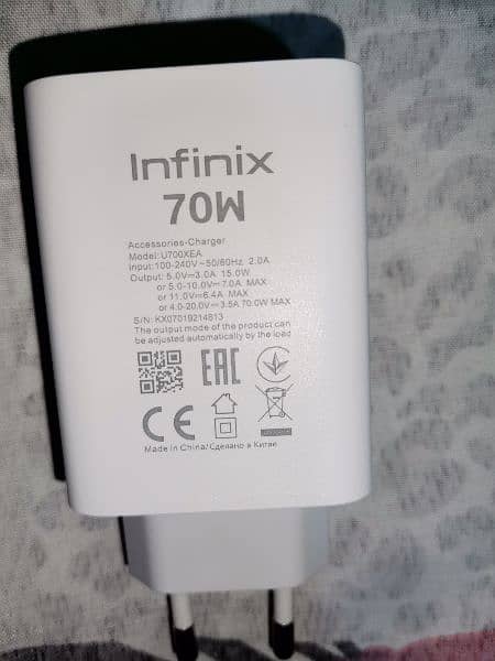 70W infinix Note 40 Pro Box Pulled Charger 100% original 0