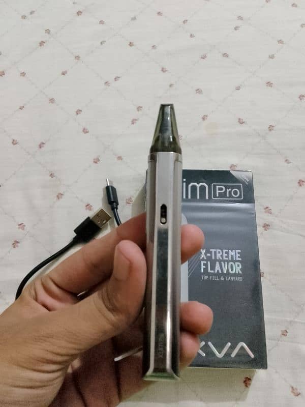 OXVA Xlim Pro Gleamy Gray Colour With Box & data cable 2