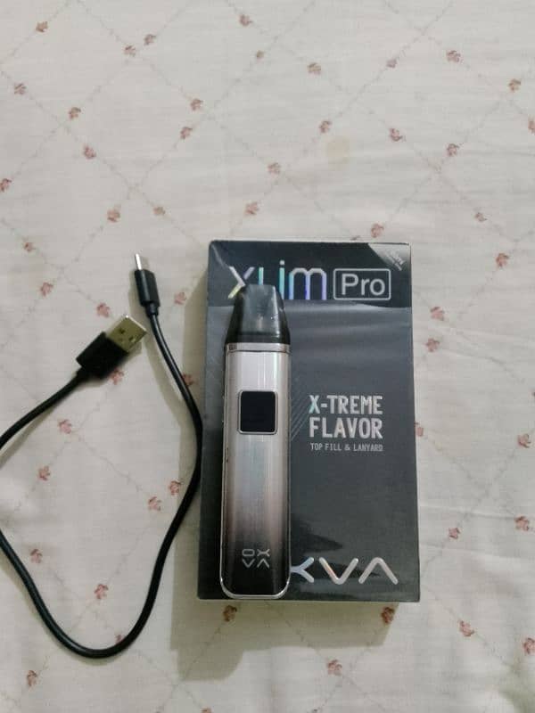 OXVA Xlim Pro Gleamy Gray Colour With Box & data cable 5