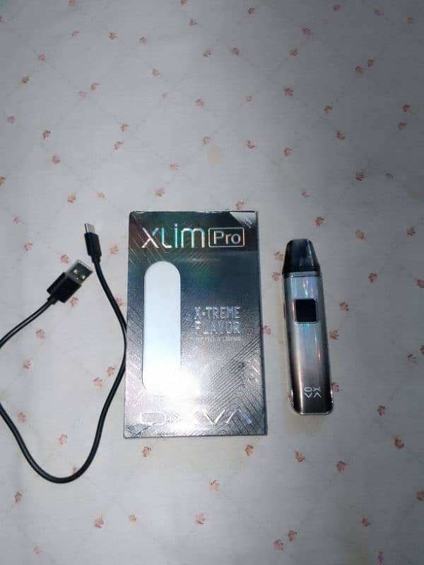 OXVA Xlim Pro Gleamy Gray Colour With Box & data cable 6