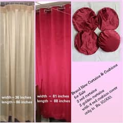 4 curtains/ 4 Cushions for sale