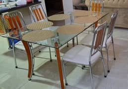 Dining table with 6 chairs.