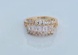 Elegent  1 kart gold plated zircon charm ring