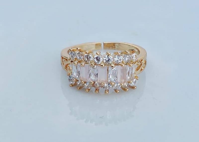 Elegent  1 kart gold plated zircon charm ring 0