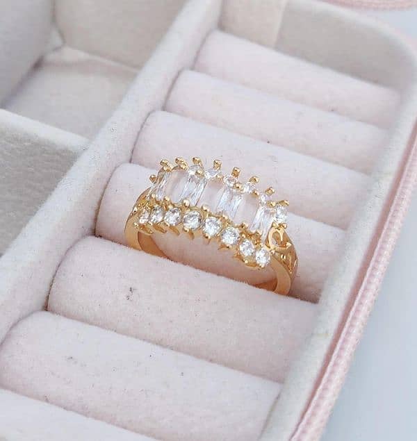 Elegent  1 kart gold plated zircon charm ring 2