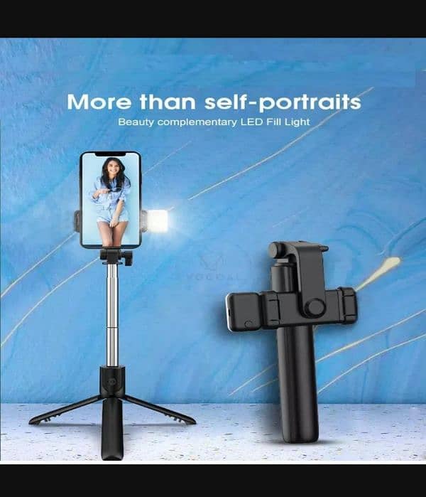 *Stainless Steel Selfie Tripod with LED Light & Bluetooth Remote* 3