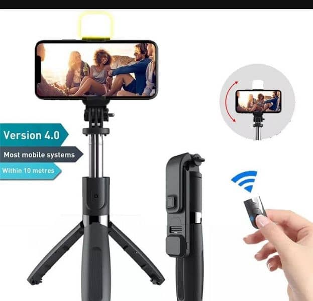 *Stainless Steel Selfie Tripod with LED Light & Bluetooth Remote* 4