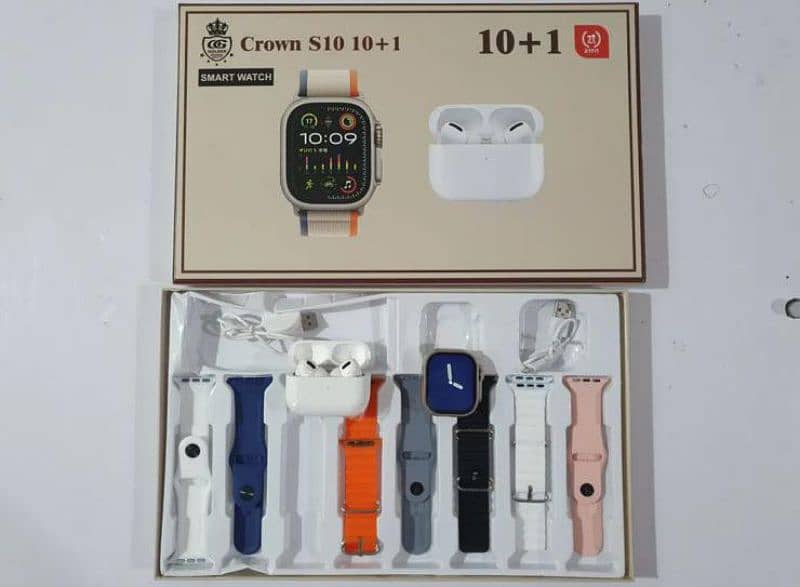 Smart Watch 10+1 with 7 strips smartwatch with free airpods 2