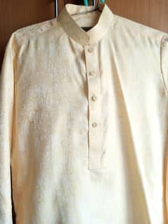 Light Yellow Qameez with White Shalwar