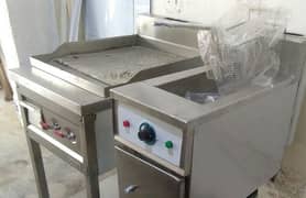 New Commercial Fryer,Hot plate,Ss Hood, Sink, Table, equipment