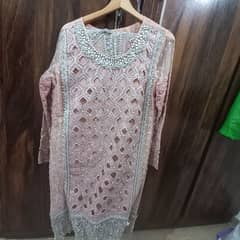 pearls dress with sitara cut work