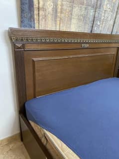 king size wooden bed with mattress and dressing 0