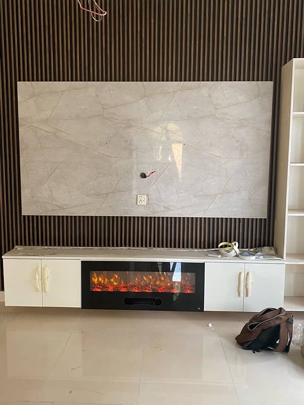 Full media wall Electric fireplace 7