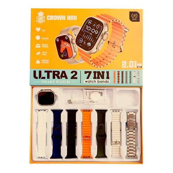 7 in 1 Smart Watch Ultra-2 Crown-H80 1