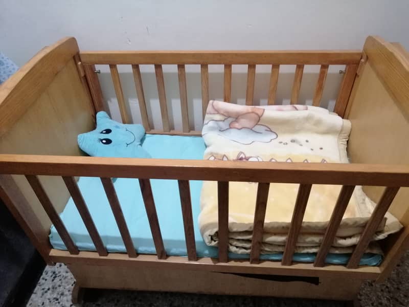 Wood cot and pram 2