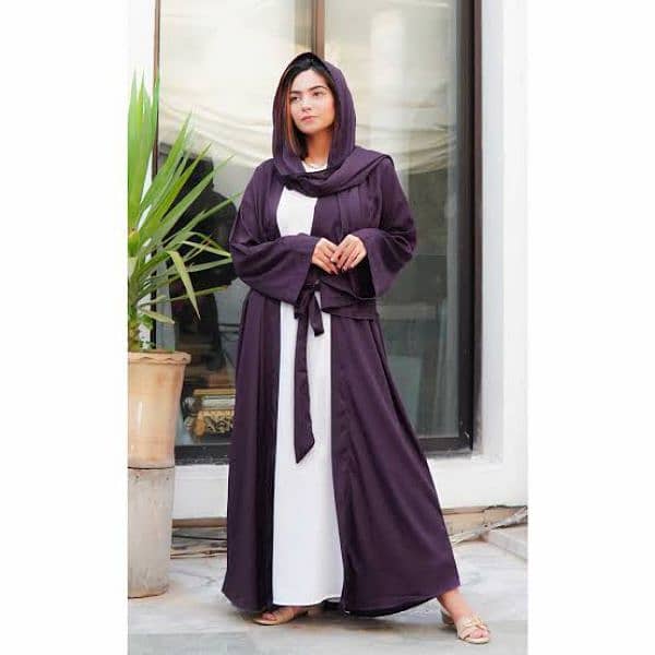 Purple abaya with white inner 1