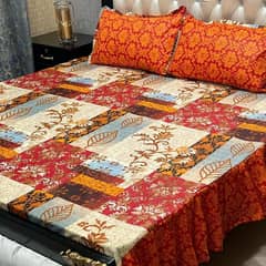 3pcs cotton salonica printed Double Bedsheet