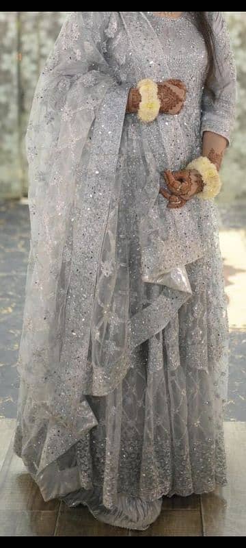 silver heavy maxi for walima bride 2