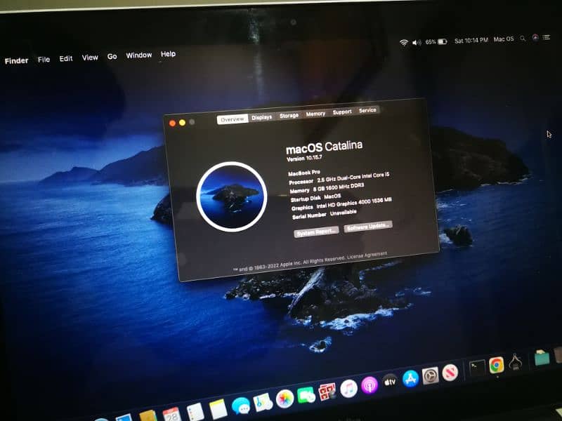 Macbook Pro 2012 catalina OS 1