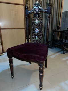 2 sheesham wood tufted chairs