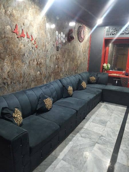 7 Seater L Shape Velvet Sofa Set 7