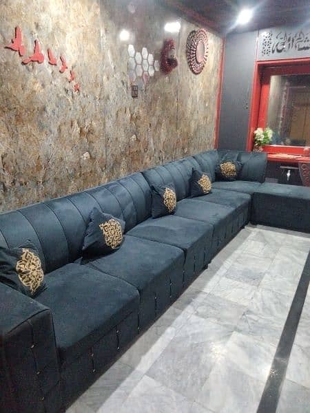 7 Seater L Shape Velvet Sofa Set 9