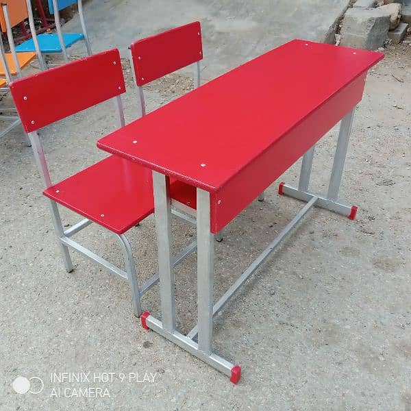 School and college furniture, Doul desk iron frame,Tablet chair 16