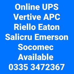 Online UPS Salicru Vertive Emerson APC Eaton Socomec Riello