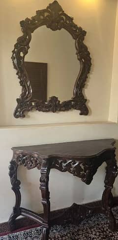 console with mirror