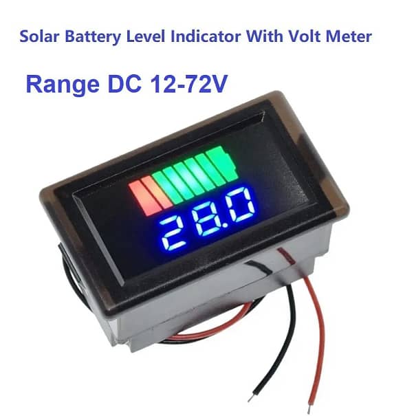 Solar Car Battery Level Indicator Meter With Volt Meter 12V to 72V DC 3