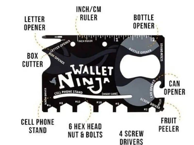 Pack of 2 - Wallet Ninja 18 in 1 Card Sized Multi Tools 1