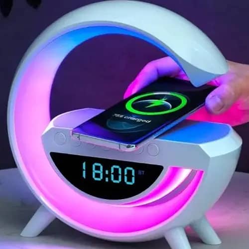 G Shaped Lamp – Bluetooth Speaker- Wireless Charger & Digital Clock 2