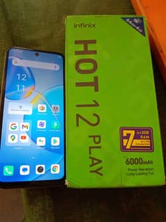 Infinix hot12play 4+3/64gb full box no open no repair all ok