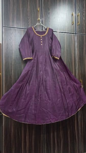 Long katan silk purple frock 0