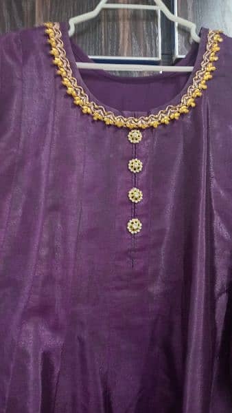 Long katan silk purple frock 1