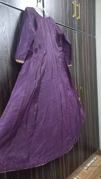 Long katan silk purple frock 2