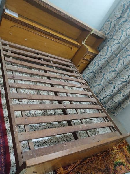 Wooden Double Bed Queen Size with 2 side tables 14