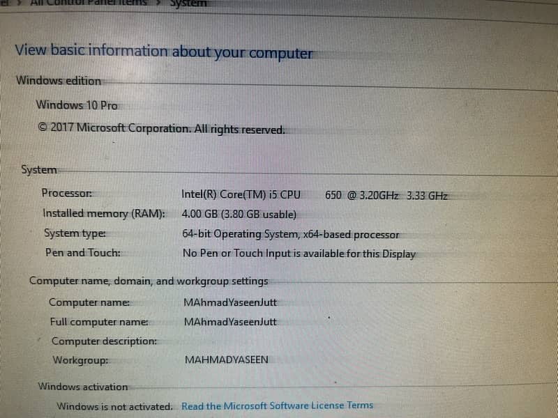 Hp PC intel Core i5 10