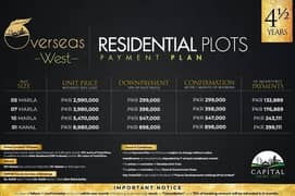 Overseas West, Down Payment 10% , 5 Marla Plot Available