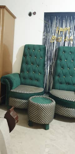 Brand new original wood with zinc poshish room chairs with long back