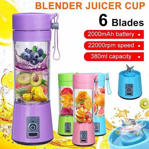 6 Blade Mini Portable USB Electric Fruit Juicer 0