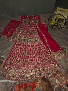 Brand New Bridal Dress Royal Red Colore with Hand Made Stones Work