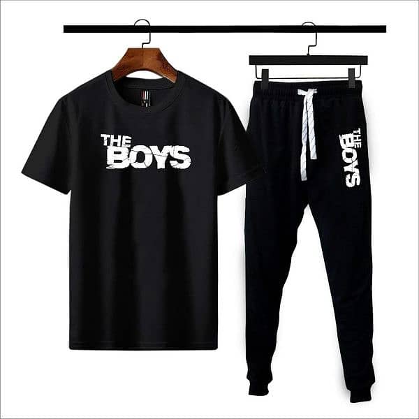 2 PC Men Cotton Jersey Printed Track Suit 0