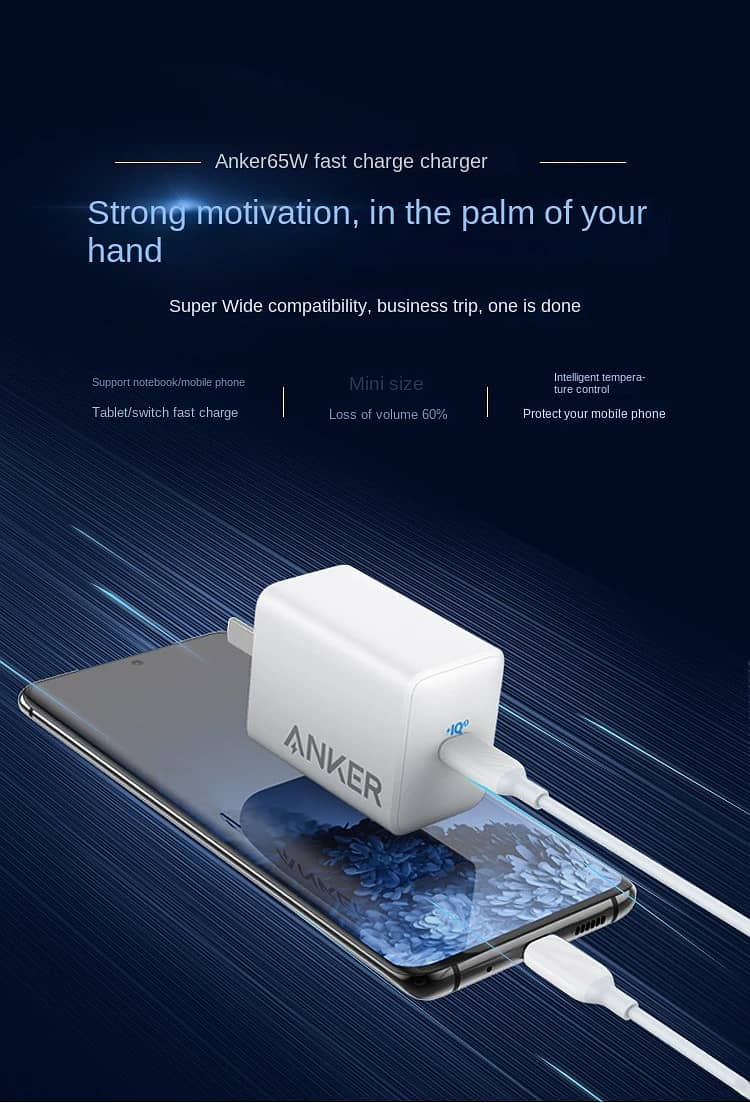 USB C Charger, Anker 65W PIQ 3.0 PPS Compact Fast Charger 18