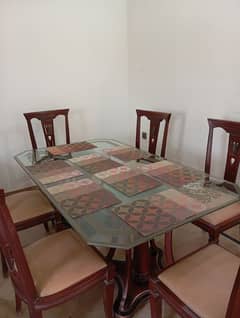 6 seater glass dining table