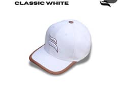 white classic cape with brim branding