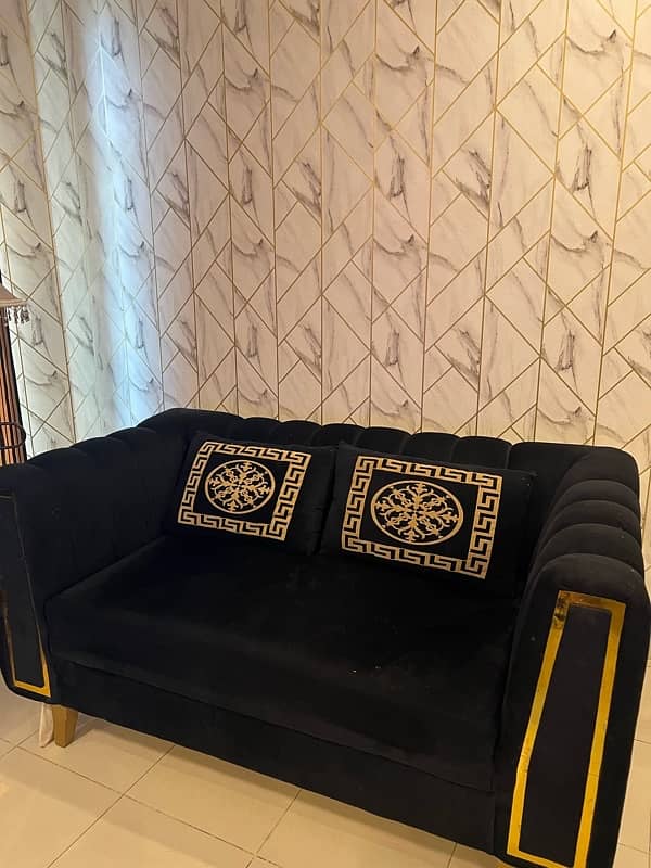 Versace Style Velvet Sofa Set 7 seater Back 4