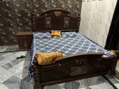 king Bed set / side table / Double bed / Wooden bed / Furniture