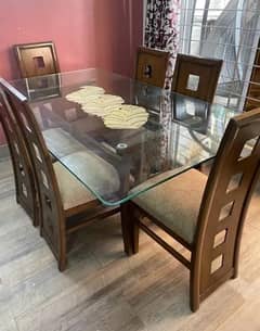 6 seater glass top dinning table