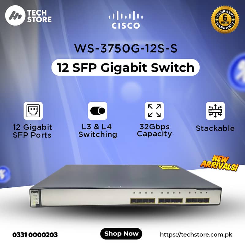 Cisco WS-C3750G-12S-S With 12SFP Switch Price In Pakistan (With Box) 0